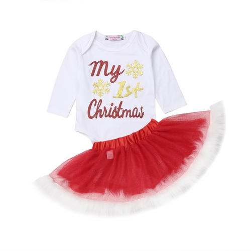 Christmas Newborn Baby Girls Clothes 2PCS Letter