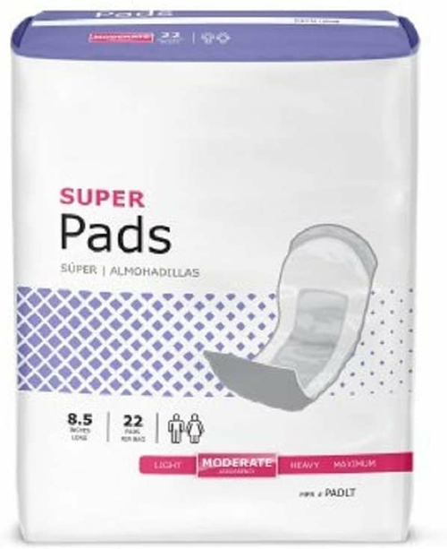 132 Pack White Bladder Control Pads 8.5“. Moderate Absorbency. Core