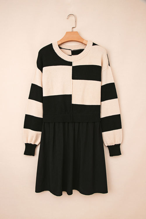 Main Stripe Knit Colorblock Sweater Mini Dress image