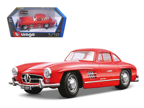 1954 Mercedes Benz 300SL Gullwing Red 1/18 Diecast Model Car by