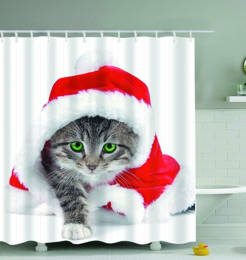 Kitten Is Ready For Christmas Shower Curtain