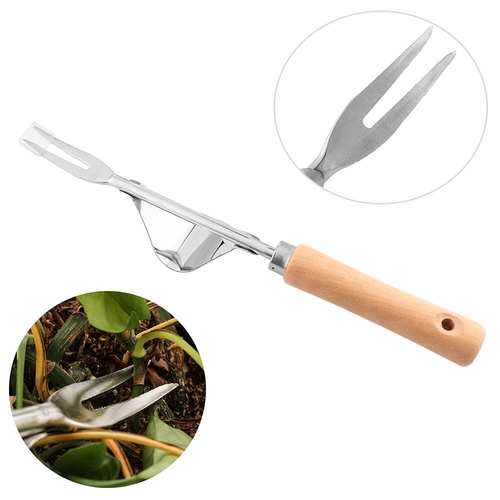 Stainless Steel Manual Weeding Fork Wood Handle