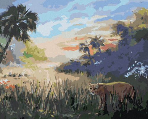 Zuty - Paint by Numbers - COUGAR AND PALM TREES (D. RUSTY RUST), 40x50