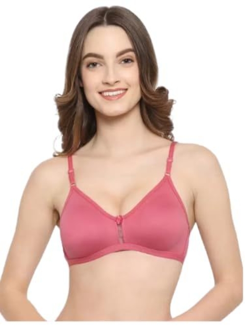 Full Coverage Women Non Padded Wired Free Bra, China Rose Cup Size-B