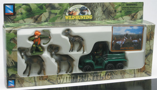 B2BReplicas NEWSS-76466-A New Ray - Bear Hunting Set with ATV & Tree S