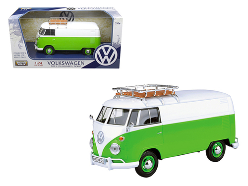 Volkswagen Type 2 (T1) Delivery Van Green/White 1/24 Diecast Model Car