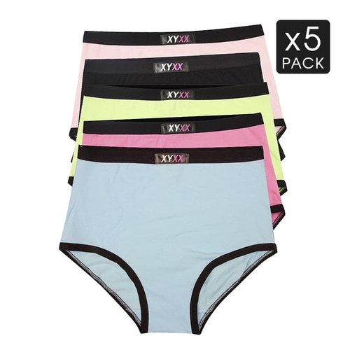 5 Womens High Waisted Panties Full Brief Mix Colour Pack