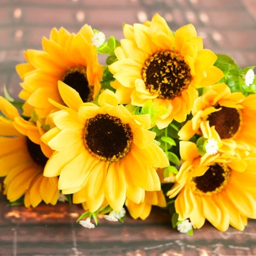 Heads Silk Sunflower Artificial Flower Heads