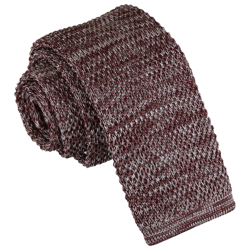 Melange Plain Speckled Knitted Skinny Tie - Mocha Brown