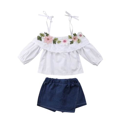 Stylish Toddler Kids Girls Flower Strap Top Blouse