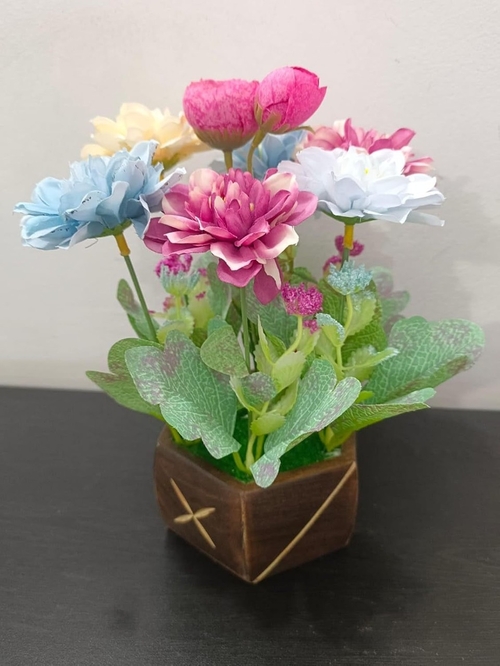 Artificial Dahlia Flower Pot for Home, Living Room Kitchen Office