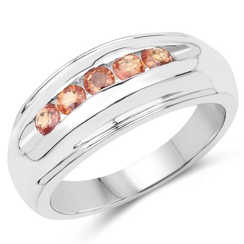 0.45 Carat Genuine Orange Sapphire .925 Sterling Silver Ring