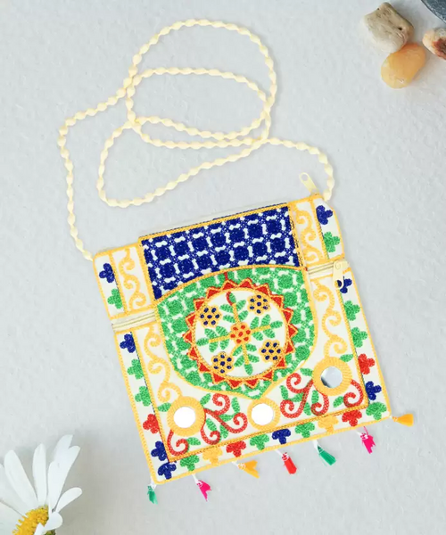Multicolor Women Sling Bag Designer Embroidered Flap
