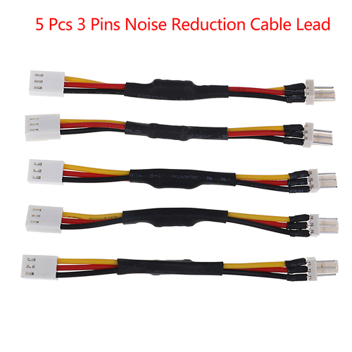 5Pcs 3Pins Noise Reduction Cable Lead For PC