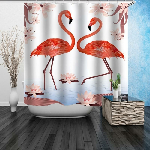 Flamingos Digital Painting Shower Curtain