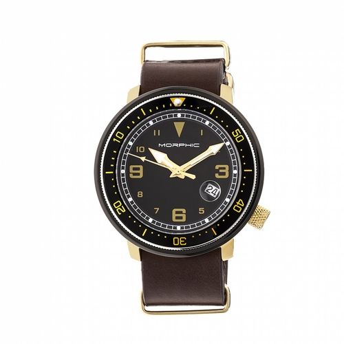 Morphic MPH5804 M58 Series Nato Leather Band Watch with Date - Gold & 