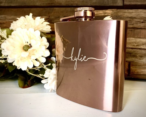 Personalized Women's Flask , Bridal Party Gift,Rose Gold Flask