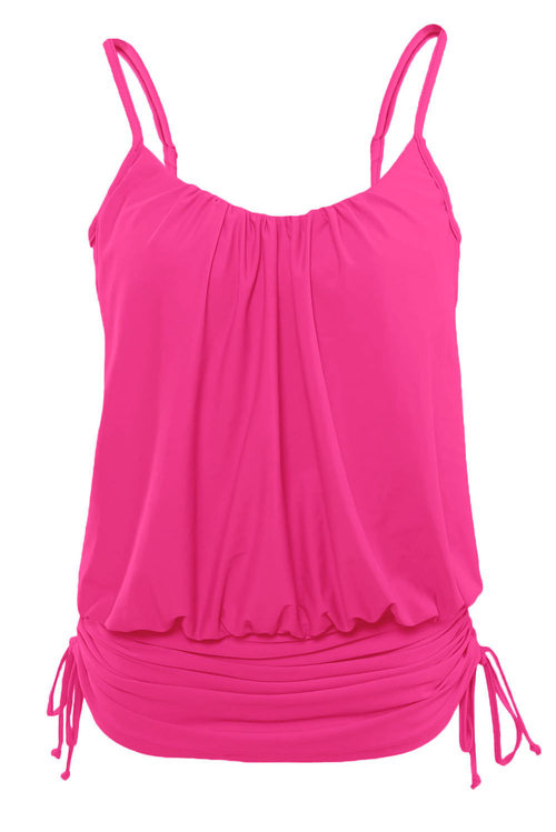 Rosy Spaghetti Strap Tankini Swim Top