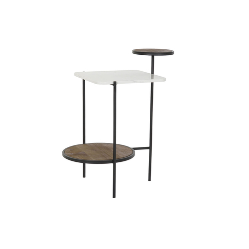 Side table DKD Home Decor White Brown Black Wood Metal Marble 56,5 x