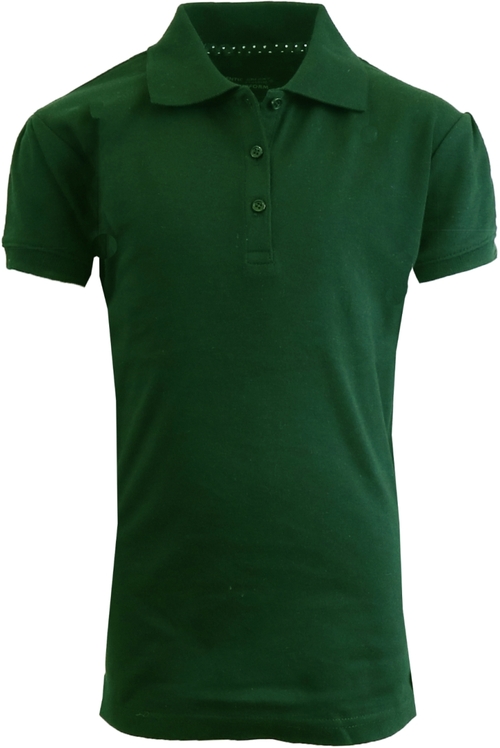 Girls Hunter Green Short Sleeve Interlock Polo Shirts, Sizes 7-16 