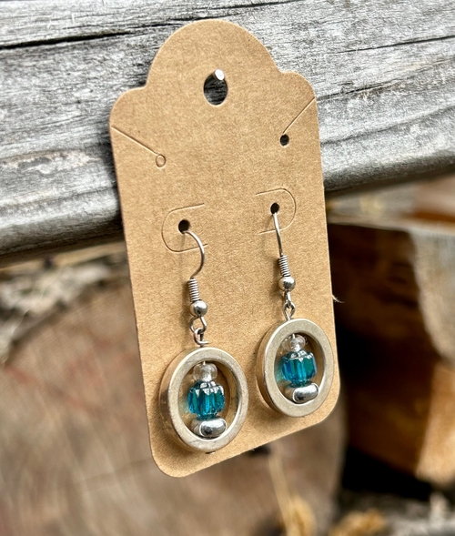 Blue Beauty Silver Circle Earrings