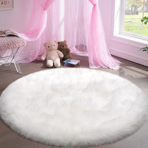 CottonFry Ultra Soft Round Faux Sheepskin Fur Area Circular Shaggy Rug