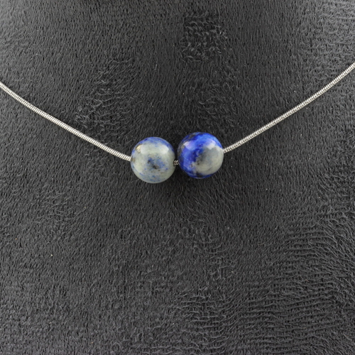 Lapis Lazuli from Pakistan quality 5A 8mm 2 beads necklace.