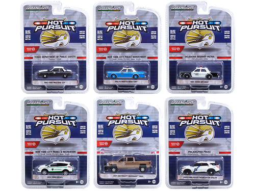\Hot Pursuit\" Set of 6 Police Cars Series 37 1/64 Diecast Model Cars