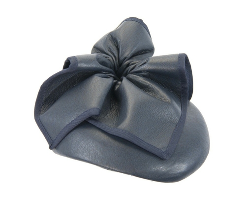 Navy leather racing pillbox fascinator