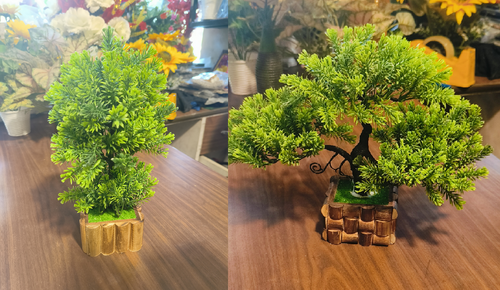 Artificial plant with Wooden Pot  Green Plant with Square Pot Home