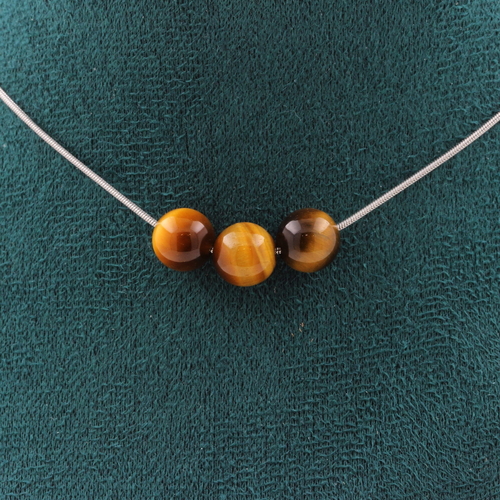 Tiger's Eye 8 mm 3 beads necklace.