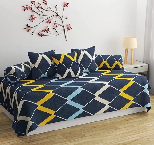 Diwan Set - Single Bedsheet With 2 Bolster Covers And 5 Cushion Covers