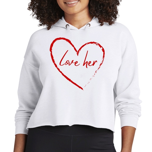 Womens Cropped Hoodie Say it Soul Love Her - Red