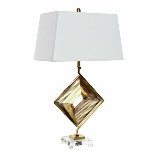 Desk lamp DKD Home Decor White Polyester Metal Crystal 220 V Golden 60