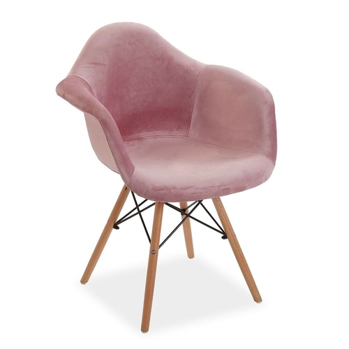 Chair with Armrests Pink Velvet Wood Textile polypropylene (64 x 82 x