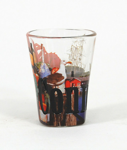 Americaware SGCON01 Connecticut Full Color  Etched  Shot Glass