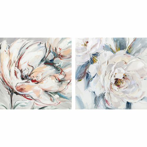 Painting DKD Home Decor 90 x 2,5 x 90 cm Flower Shabby Chic (2 Units)