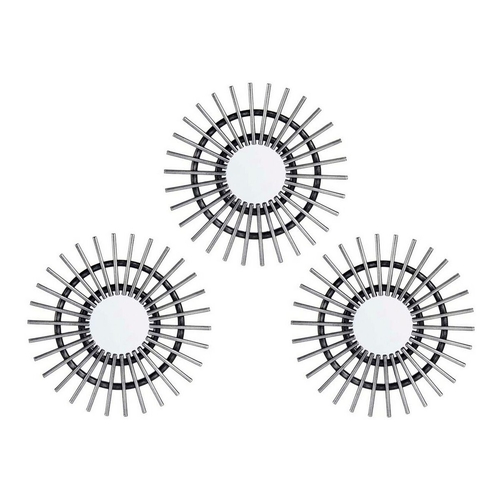 Wall mirror Ear (of wheat) Silver Black Plastic 25 x 1,5 x 25 cm (3