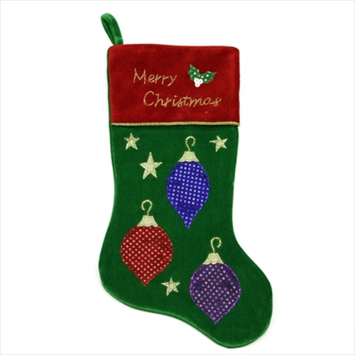 NorthLight 20.5 in. Green And Red Velvet Christmas Ornament Applique S