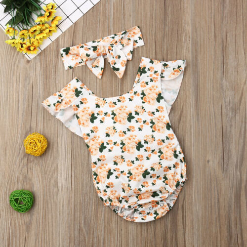 Lovely Newborn Baby Girls Floral Romper