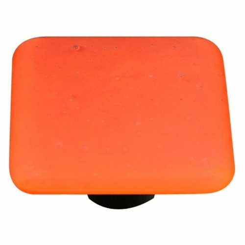 Hot Knobs HK9051-KA Opaline Orange Square Glass Cabinet Knob - Aluminu