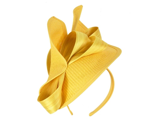 Large yellow Fillies Collection racing fascinator with bow