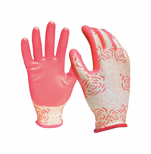 Digz 7503402 Womens Nitrile Gardening Gloves - Pink  Medium & Larg