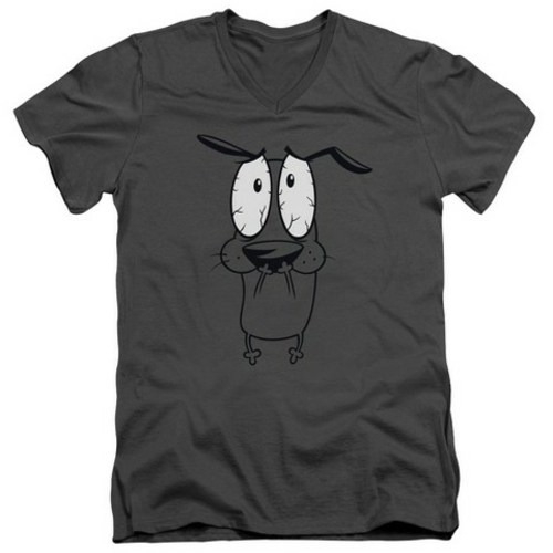 Trevco Courage The Cowardly Dog-Scared - Short Sleeve Adult 30-1 V-Nec