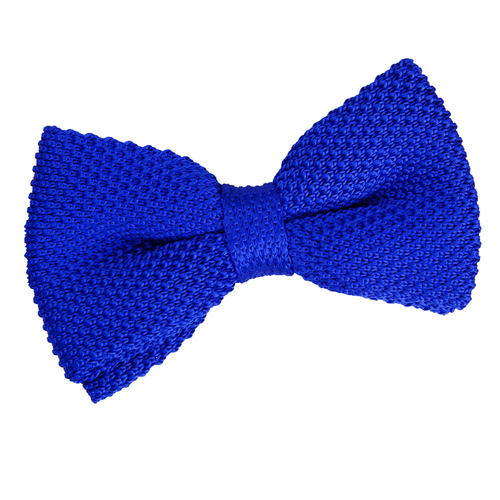 Plain Knitted Pre-Tied Bow Tie - Royal Blue