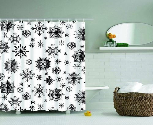 Black And White Snowflakes Shower Curtain