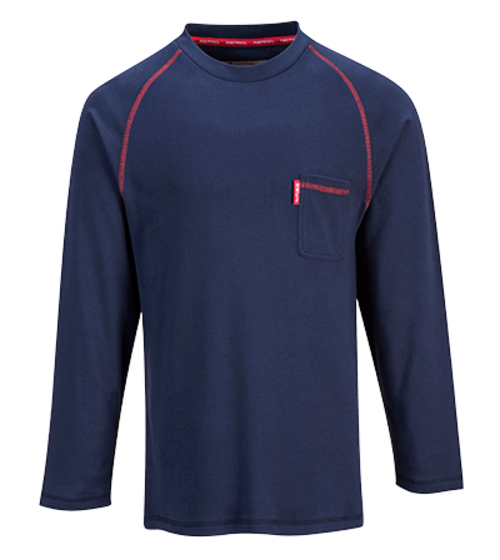 Portwest FR01 4XL Bizflame Crew Neck T-Shirt, Navy - Regular