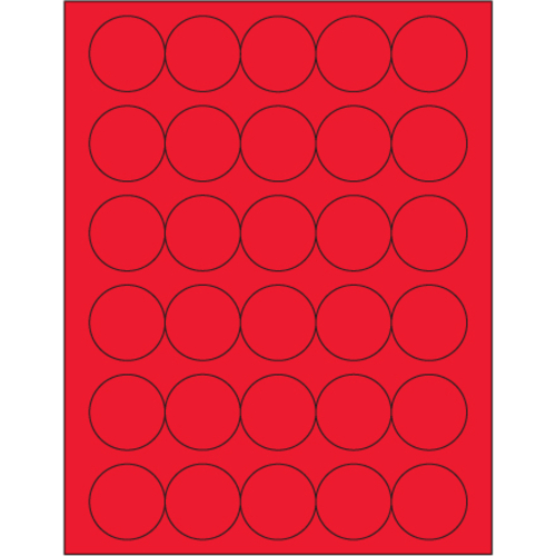 Tape Logic LL192RD 1.5 in. Fluorescent Red Circle Laser Labels - Pack 