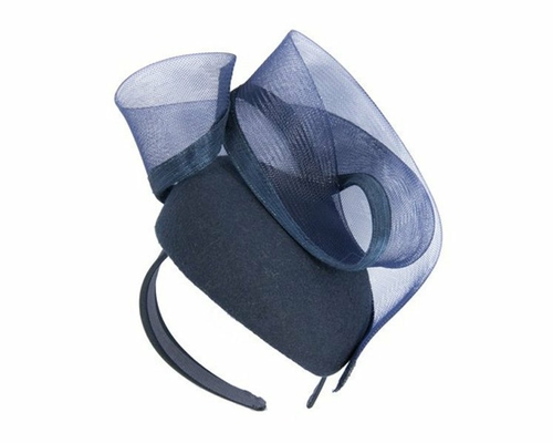 Navy pillbox winter racing fascinator