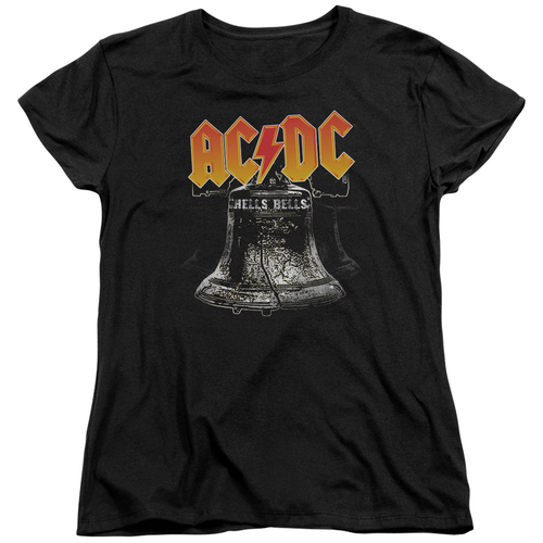 Trevco ACDC105-WT-3 ACDC Hells Bells-S by S Womens Tee, Black - La